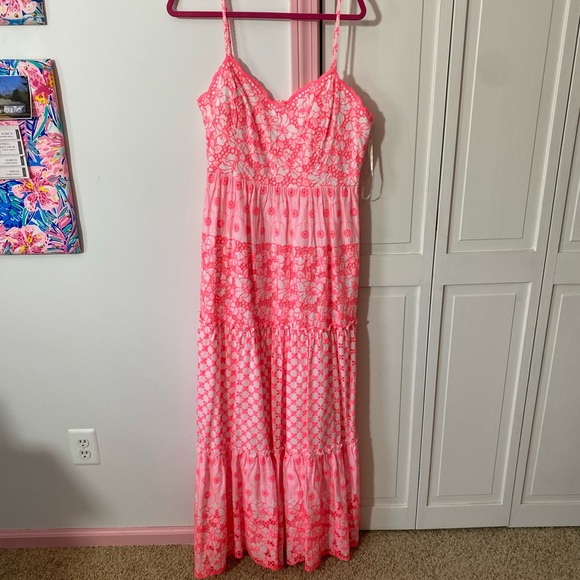 Lilly Pulitzer | Dresses | Lilly Pultizer Nwt Kyla Maxi Dress Lillys Coral Garden Gate Eyelet 